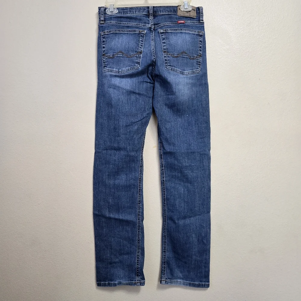 WRANGLER Men's Slim‎ Straight Leg Jeans Size 29x30 Medium Wash Distressed